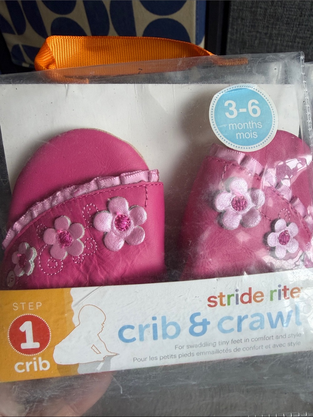 Stride Rite Hot Pink Floral Crib & Crawl Baby Shoes